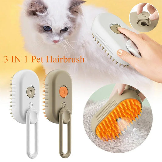 3-in-1 Electric Pet Steam Brush – Grooming, Massage & Hair Removal Comb for Dogs & Cats